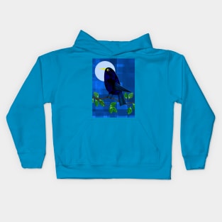 Blackbird at Night Kids Hoodie